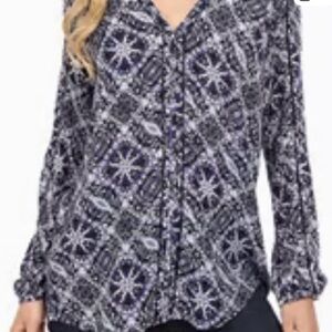 Lucky Brand Blue and White Patterned Blouse